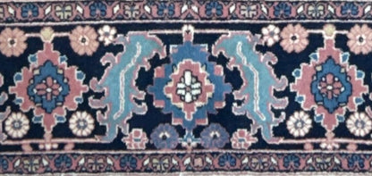 Large Vintage Heriz Style Rug 12.9x9.3 ft – Hand Knotted Wool Carpet – Persian Serapi Design – Blue Ivory Oriental Rug