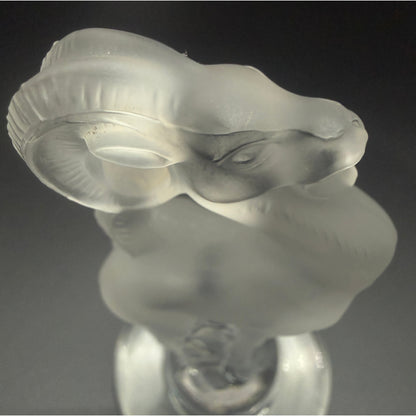 Lalique Crystal Ram Figurine, Frosted Crystal Aries Sculpture, Vintage French Art Glass Animal, Signed Lalique Collectible