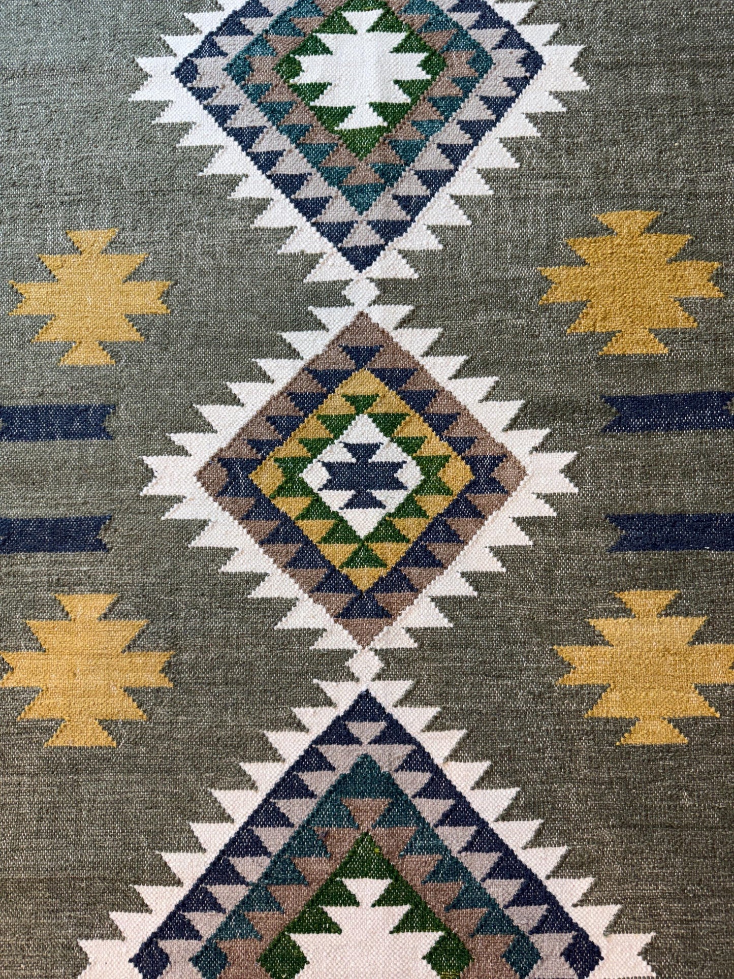 5x8 ft Anatolian Kilim Rug: Wool Scandinavian Geometric Design, Hand Knotted