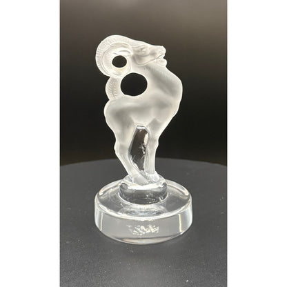 Lalique Crystal Ram Figurine, Frosted Crystal Aries Sculpture, Vintage French Art Glass Animal, Signed Lalique Collectible