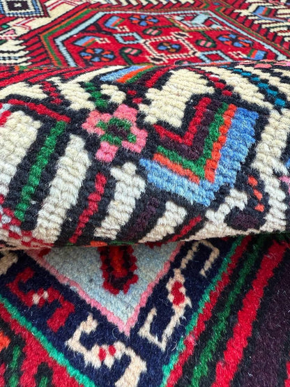 2.3x3.2 ft Vintage 1970s Oushak Anatolian Rug: Kazak Geometric Wool Village Carpet Small Oriental Area Rug