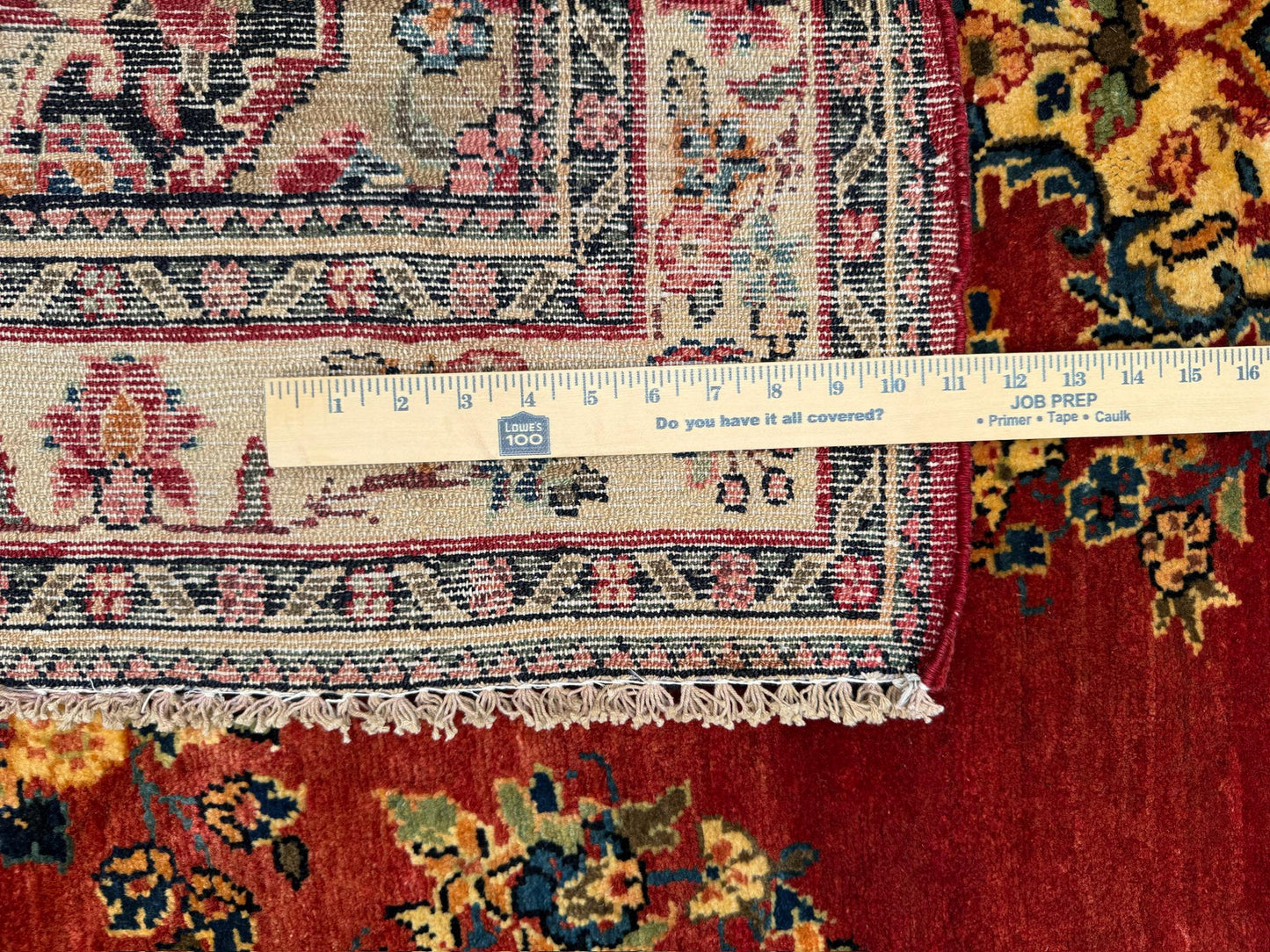 4.5x7 ft Vintage 1950s Kashan Floral Rug: Hand-Knotted Wool Carpet,  Red & Gold Medallion Floral Design, Oriental  Accent