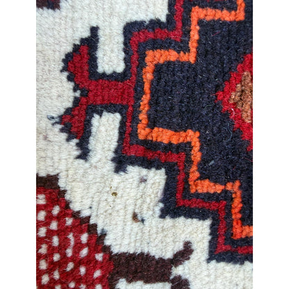 Turkish Handmade Wool Rug, Red Navy Bird Motif Medallion (2'9" x 5'3")