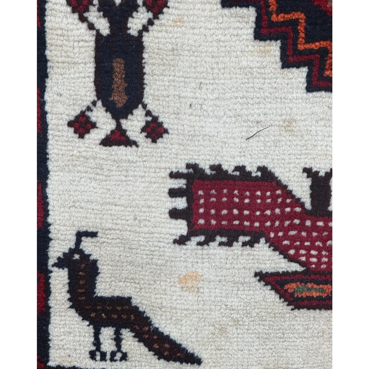 Turkish Handmade Wool Rug, Red Navy Bird Motif Medallion (2'9" x 5'3")