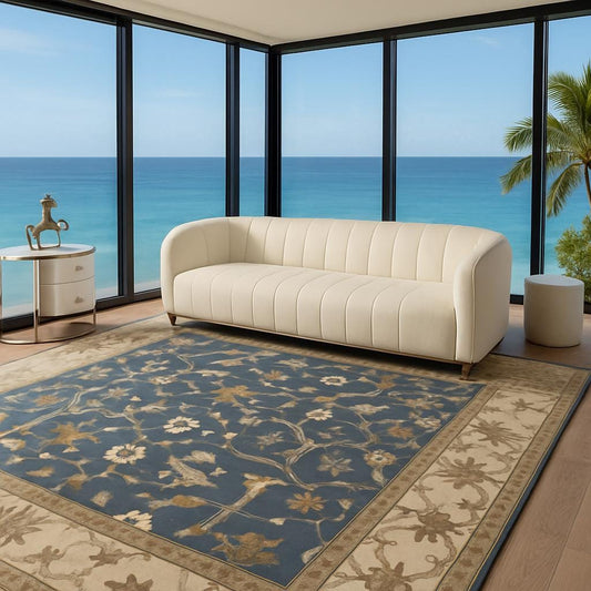 8 x 10 ft Hand-Knotted Oushak Rug: Multicolored Wool Bohemian Carpet