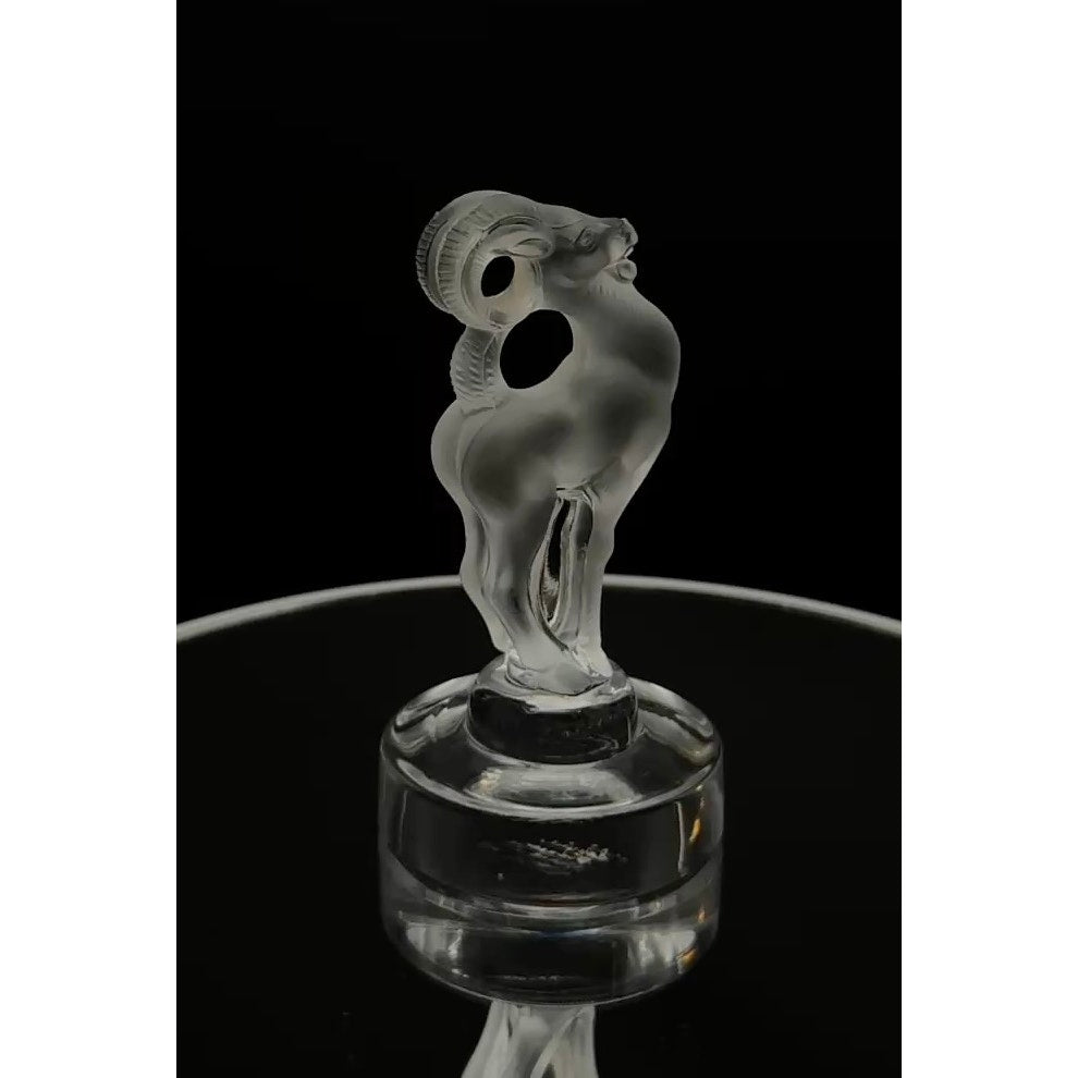 Lalique Crystal Ram Figurine, Frosted Crystal Aries Sculpture, Vintage French Art Glass Animal, Signed Lalique Collectible