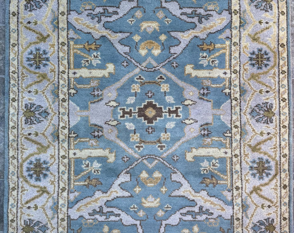 4x6 ft. Hand-Knotted Vintage Turkish Oushak Rug: Boho Wool Area Carpet