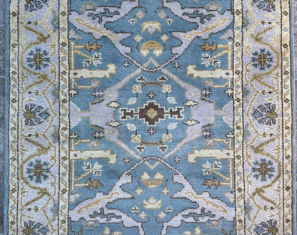 4x6 ft. Hand-Knotted Vintage Turkish Oushak Rug: Boho Wool Area Carpet
