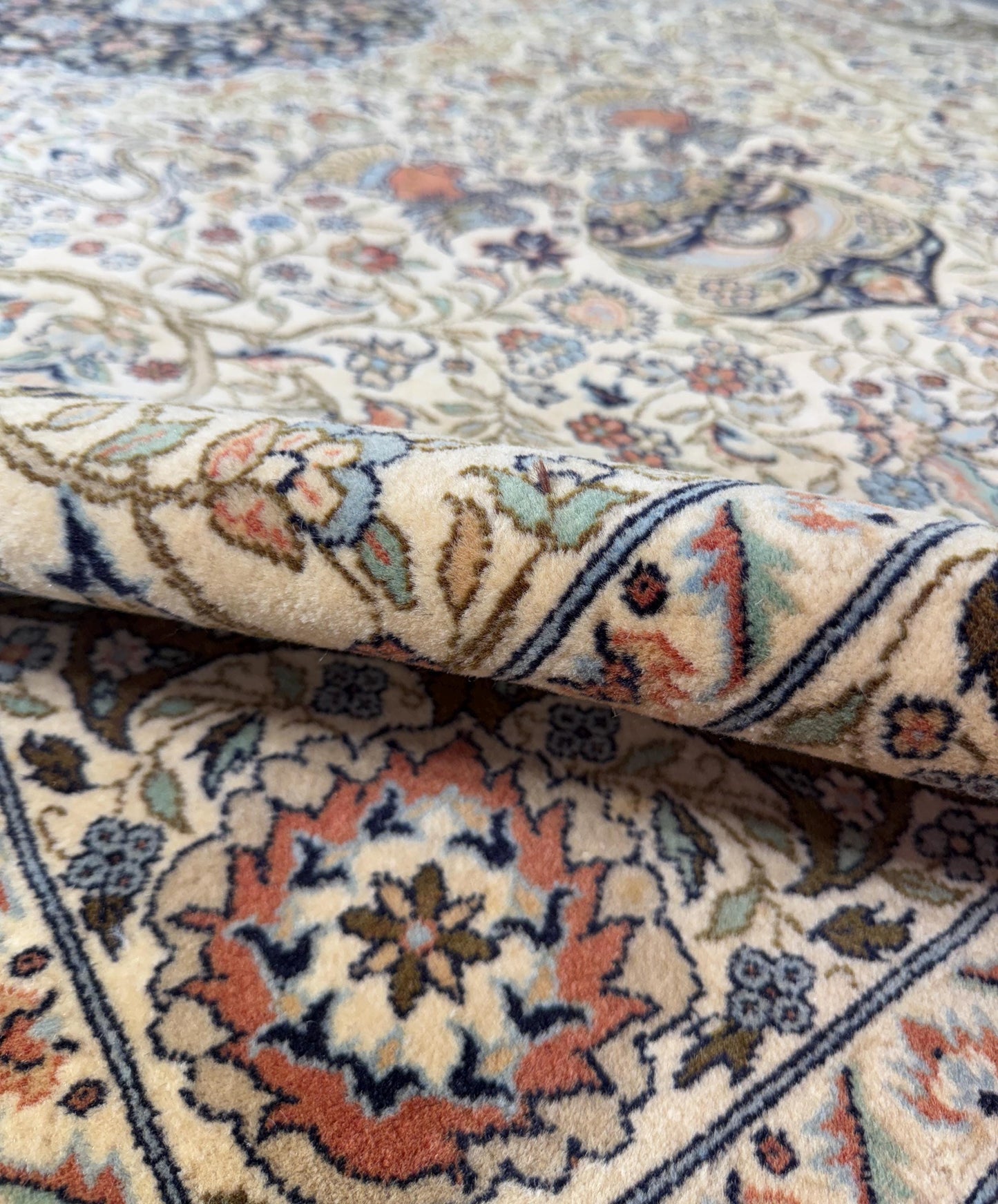 8x4 ft Vintage Wool Rug: Hand Knotted Hunting Scene Carpet with Medallion Design