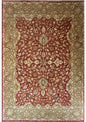 9x12 ft Tabriz Rug Oushak Style: Hand Knotted Wool Carpet with Rust & Olive Floral Design