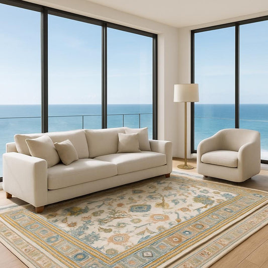 turkish oushak rug  
colorful wool rug  
hand knotted carpet  
transitional area rug  
6x9 turkish rug  
bohemian wool rug  
modern oriental rug  
vibrant handmade rug  
anatolian oushak rug  
multicolored area rug  
wool living room rug  
new turkish carpet  
eclectic decor rug