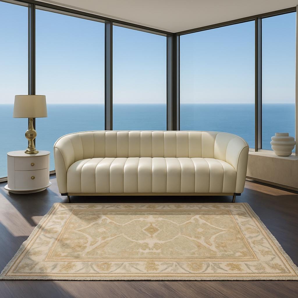 4x6 ft Hand-Knotted Oushak Rug: Multicolored Wool Anatolian Carpet