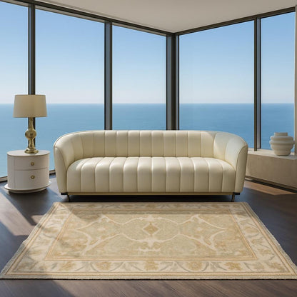 4x6 ft Hand-Knotted Oushak Rug: Multicolored Wool Anatolian Carpet