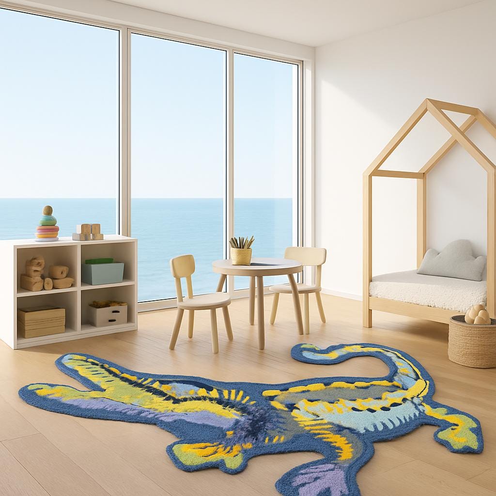 dinosaur kids rug, handmade kids rug, animal shaped rug, dinosaur nursery decor, boho wool rug, wool dinosaur rug, kids room decor, dinosaur area rug, turkish wool rug, children playroom rug, dinosaur shaped carpet, nursery wool rug, 3x5 kids room rug, montessori room decor, wool animal rug