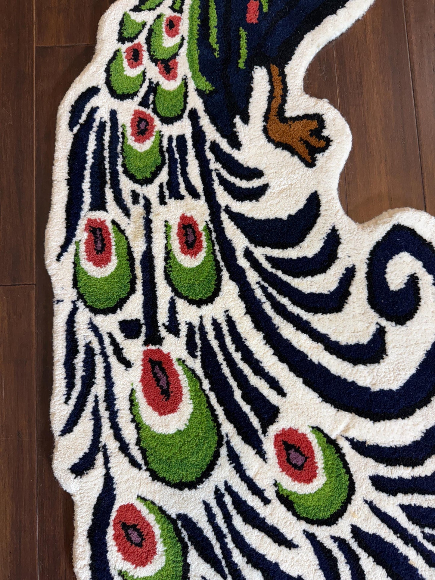 turkish peacock rug, animal shaped rug, handmade kids rug, wool nursery rug, boho kids area rug, peacock carpet, toddler room decor, playroom rug, bohemian wool rug, nature themed nursery, unique kids floor mat, handmade wool rug, aesthetic kids decor, soft animal rug, montessori rug