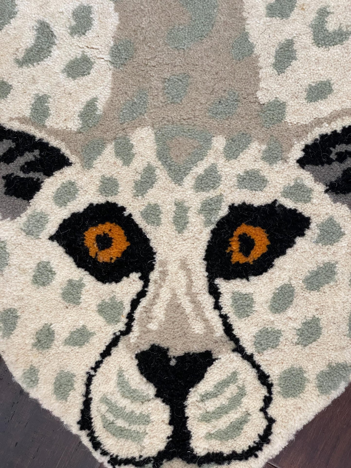 3x5 ft Handmade Wool Leopard Rug: Boho Safari Style