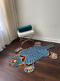 3x5 ft Hand-Knotted Wool Tiger Rug: Boho Nursery Decor
