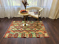 3.5x5 ft Hand-Knotted Wool Chobi Kilim Rug: Geometric Tribal Design