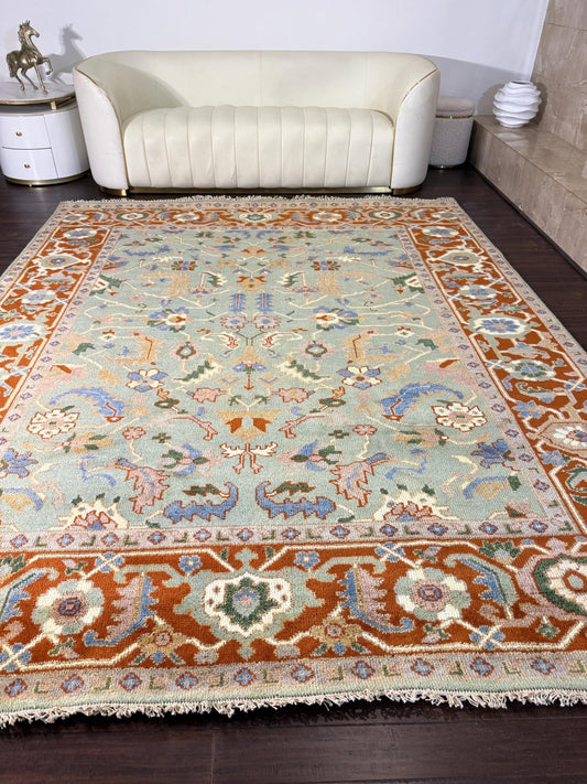 turkish heriz rug  
8x10 wool rug  
vibrant oriental carpet  
handmade area rug  
modern heriz rug  
bohemian living room rug  
geometric persian style rug  
colorful wool rug 8x10  
large hand knotted rug  
traditional turkish rug  
heriz rug modern colors  
wool rug living room  
oriental boho decor