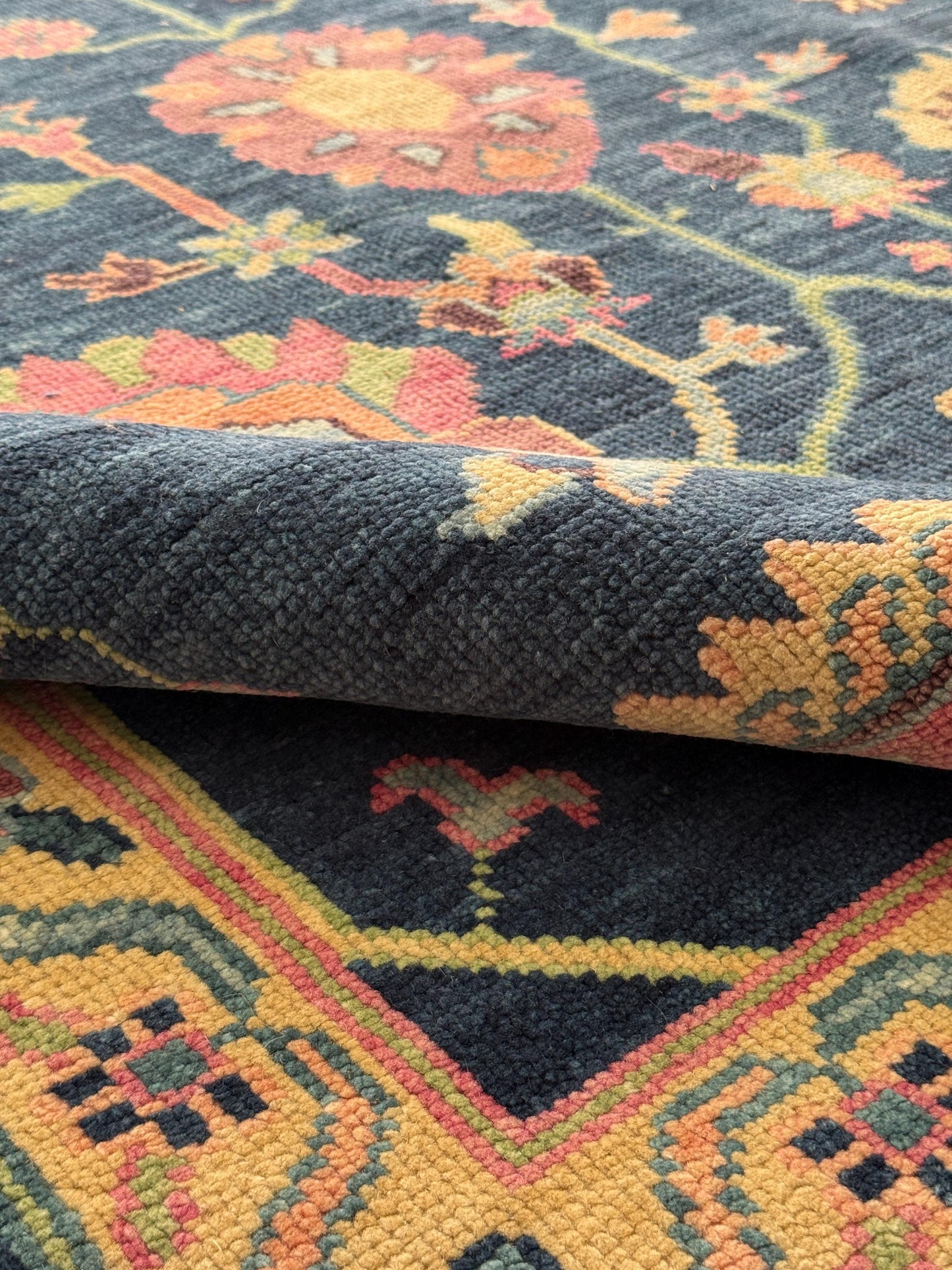 8x10 ft Oushak Rug: Hand-Knotted Wool Modern Boho Carpet