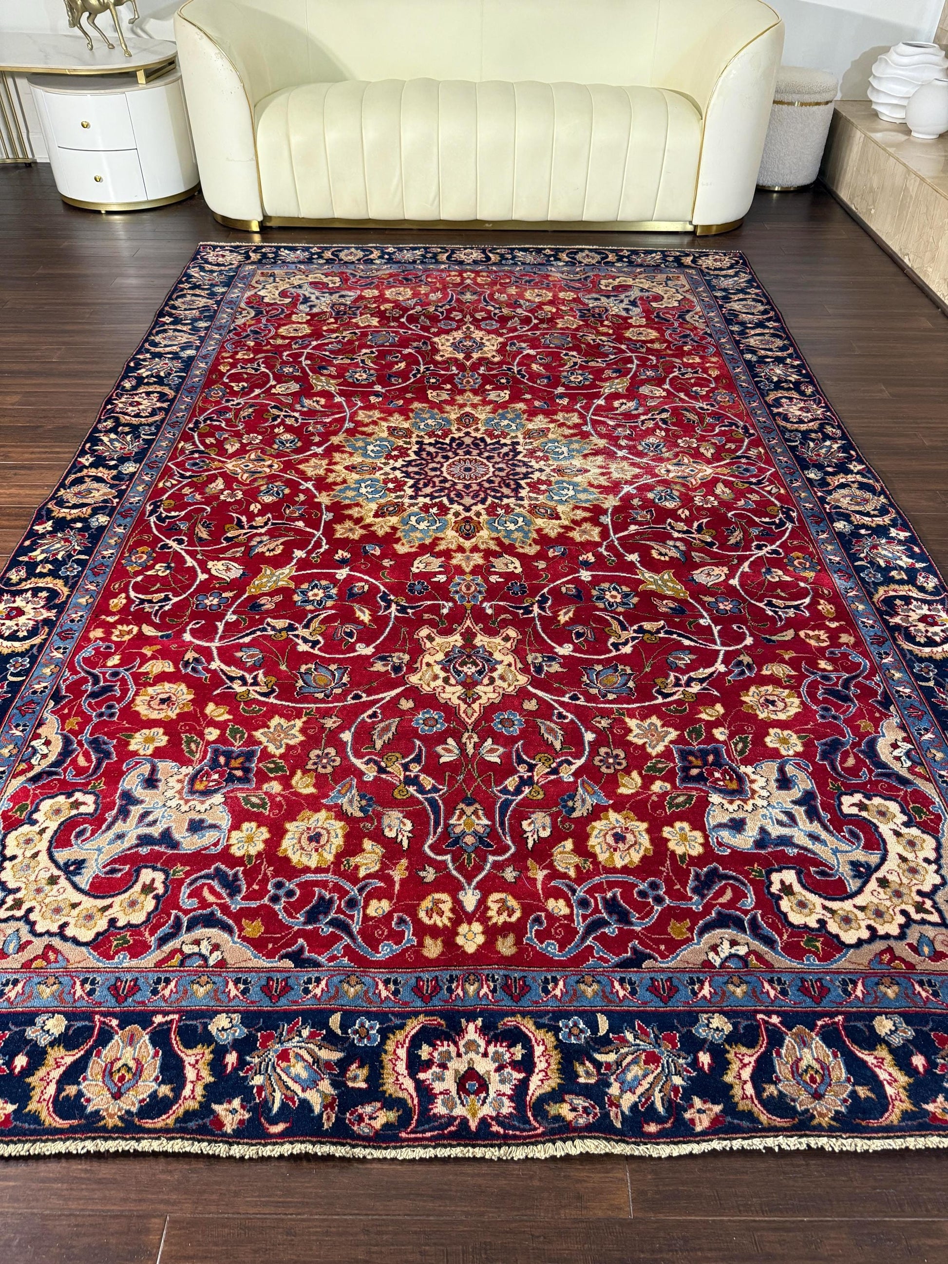 7x10 ft 1950s Vintage Tabriz Wool Rug: Boho Royal Design