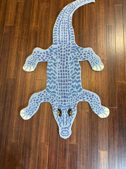alligator kids rug, animal shaped wool rug, handmade kids room rug, turkish nursery rug, boho kids decor, crocodile playroom rug, wool animal rug, kids bedroom floor mat, handmade boho carpet, children’s room rug, quirky animal rug, nursery alligator decor, toddler room wool rug, soft wool kids rug, 3x5 animal rug