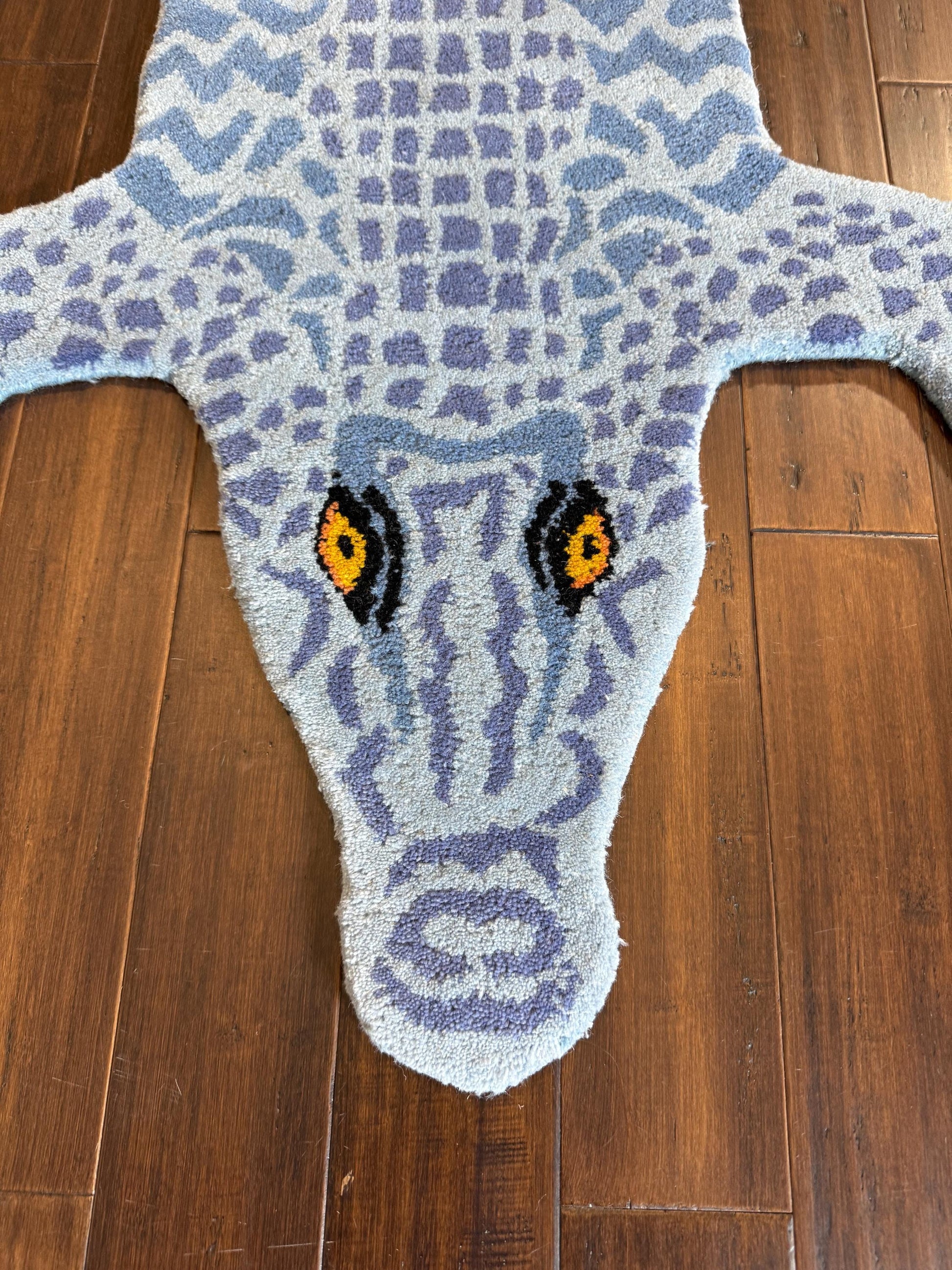 alligator kids rug, animal shaped wool rug, handmade kids room rug, turkish nursery rug, boho kids decor, crocodile playroom rug, wool animal rug, kids bedroom floor mat, handmade boho carpet, children’s room rug, quirky animal rug, nursery alligator decor, toddler room wool rug, soft wool kids rug, 3x5 animal rug