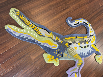 dinosaur kids rug, handmade kids rug, animal shaped rug, dinosaur nursery decor, boho wool rug, wool dinosaur rug, kids room decor, dinosaur area rug, turkish wool rug, children playroom rug, dinosaur shaped carpet, nursery wool rug, 3x5 kids room rug, montessori room decor, wool animal rug