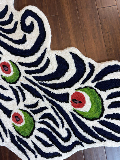 turkish peacock rug, animal shaped rug, handmade kids rug, wool nursery rug, boho kids area rug, peacock carpet, toddler room decor, playroom rug, bohemian wool rug, nature themed nursery, unique kids floor mat, handmade wool rug, aesthetic kids decor, soft animal rug, montessori rug