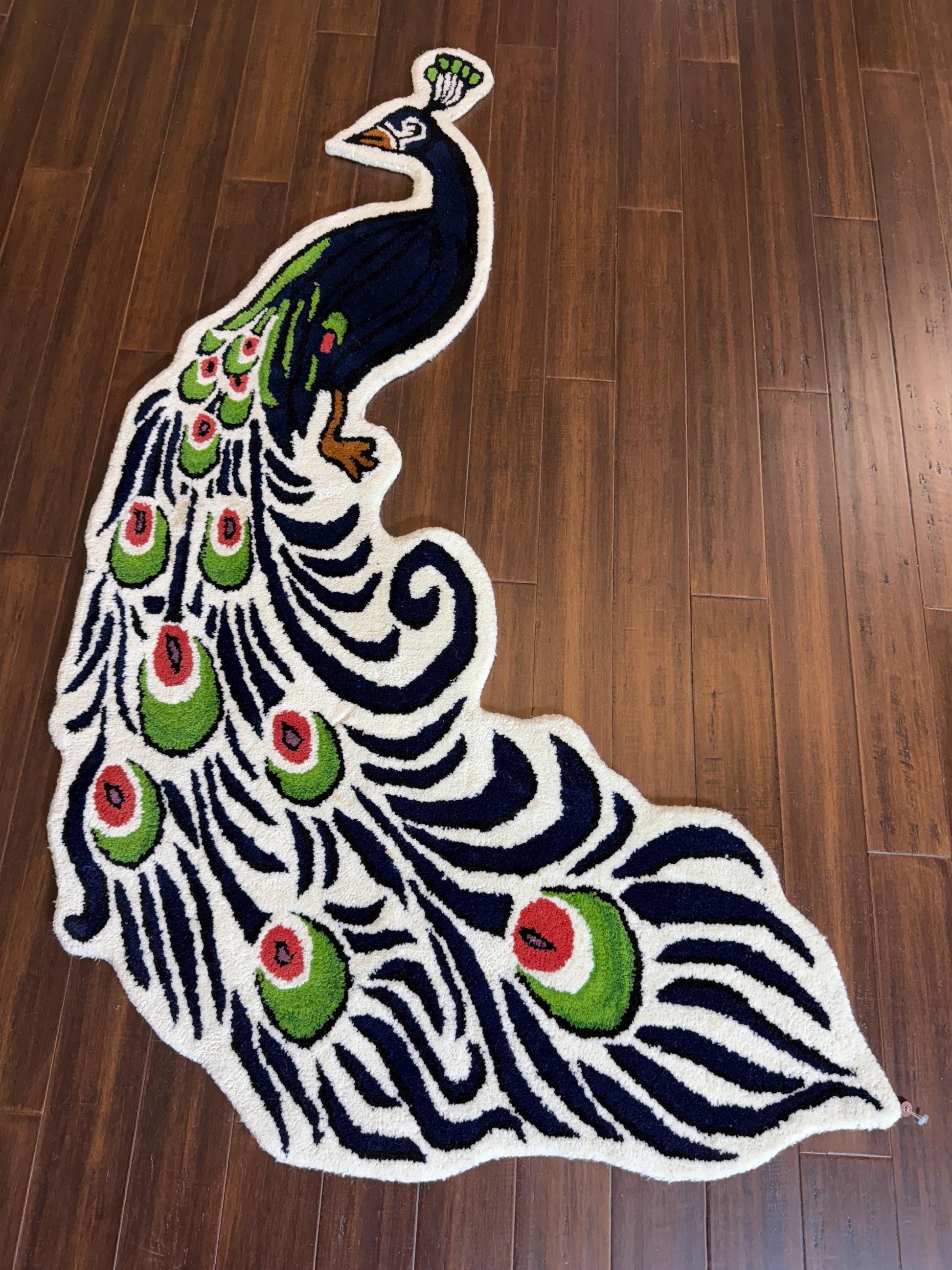 turkish peacock rug, animal shaped rug, handmade kids rug, wool nursery rug, boho kids area rug, peacock carpet, toddler room decor, playroom rug, bohemian wool rug, nature themed nursery, unique kids floor mat, handmade wool rug, aesthetic kids decor, soft animal rug, montessori rug