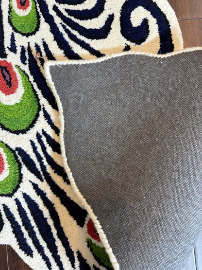 turkish peacock rug, animal shaped rug, handmade kids rug, wool nursery rug, boho kids area rug, peacock carpet, toddler room decor, playroom rug, bohemian wool rug, nature themed nursery, unique kids floor mat, handmade wool rug, aesthetic kids decor, soft animal rug, montessori rug