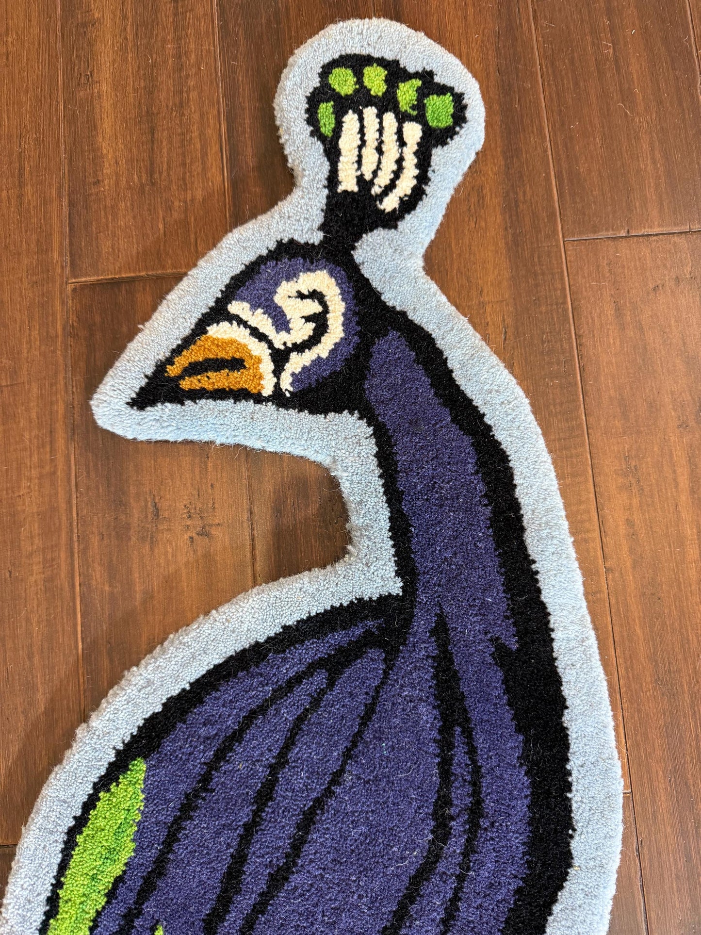 modern turkish rug, handmade peacock rug, fine tufted wool rug, boho kids room rug, animal shaped area rug, 3x5 wool rug, nursery decor rug, playful kids carpet, eco friendly wool rug, unique animal rug, toddler playroom rug, colorful peacock carpet, bohemian home decor, soft wool carpet, turkish handmade rug
