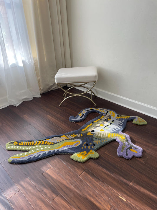 Handmade Wool Dinosaur Rug: 3x5 Kids Playroom Decor