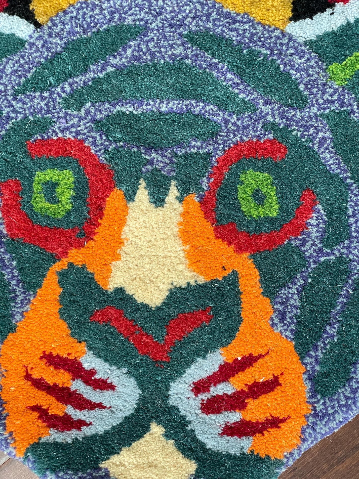 3x5 ft Hand-Knotted Wool Tiger Rug: Boho Nursery Decor
