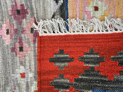 4x6 ft Scandinavian Kilim Rug: Handmade Wool Flat Weave