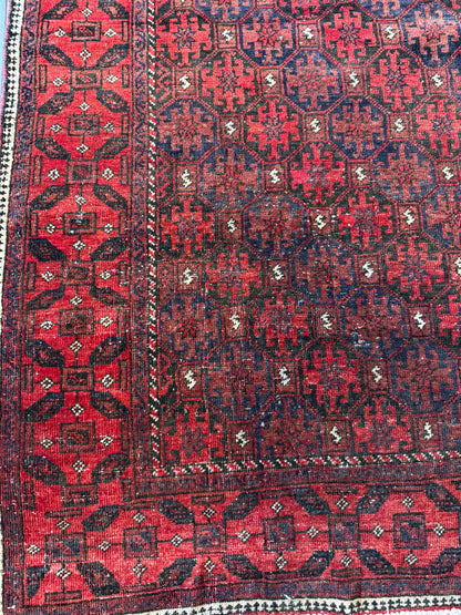 6x3 ft Vintage Zaidan Balouch Wool Rug: Hand-Knotted Tribal Area Rug