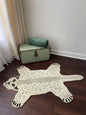 3x5 ft Handmade Wool Leopard Rug: Boho Safari Style