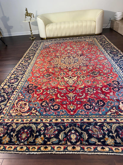 7x12 ft Vintage Anatolian Hand Knotted Geometric Wool Rug