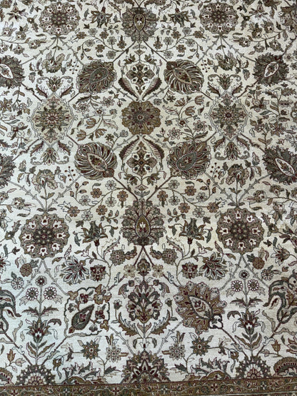 8x10 ft 300 KPSI Hand-Knotted Tabrizz Rug: Silk & Wool Oriental Carpet