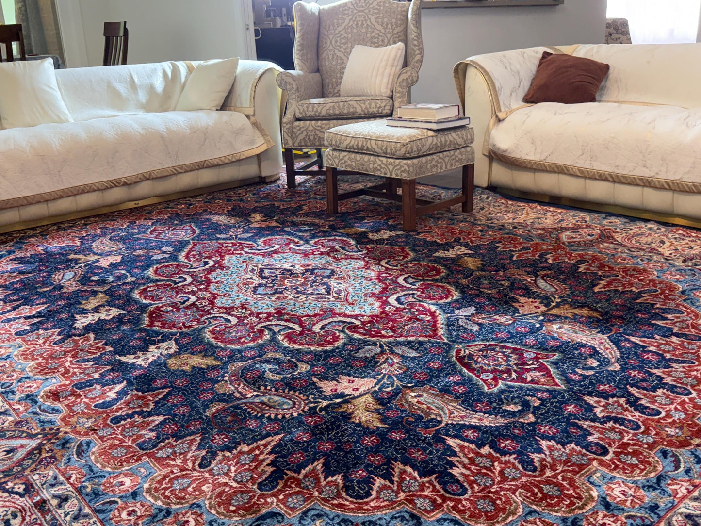 13x10 ft Signed 1960s Kashmarr Wool Rug Vintage Hand-Knotted Carpet