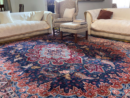 13x10 ft Signed 1960s Kashmarr Wool Rug Vintage Hand-Knotted Carpet