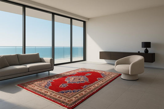 7x4 ft 1960s Amazing Hand Knotted Vintage Traditional Agra Wool Area Rug