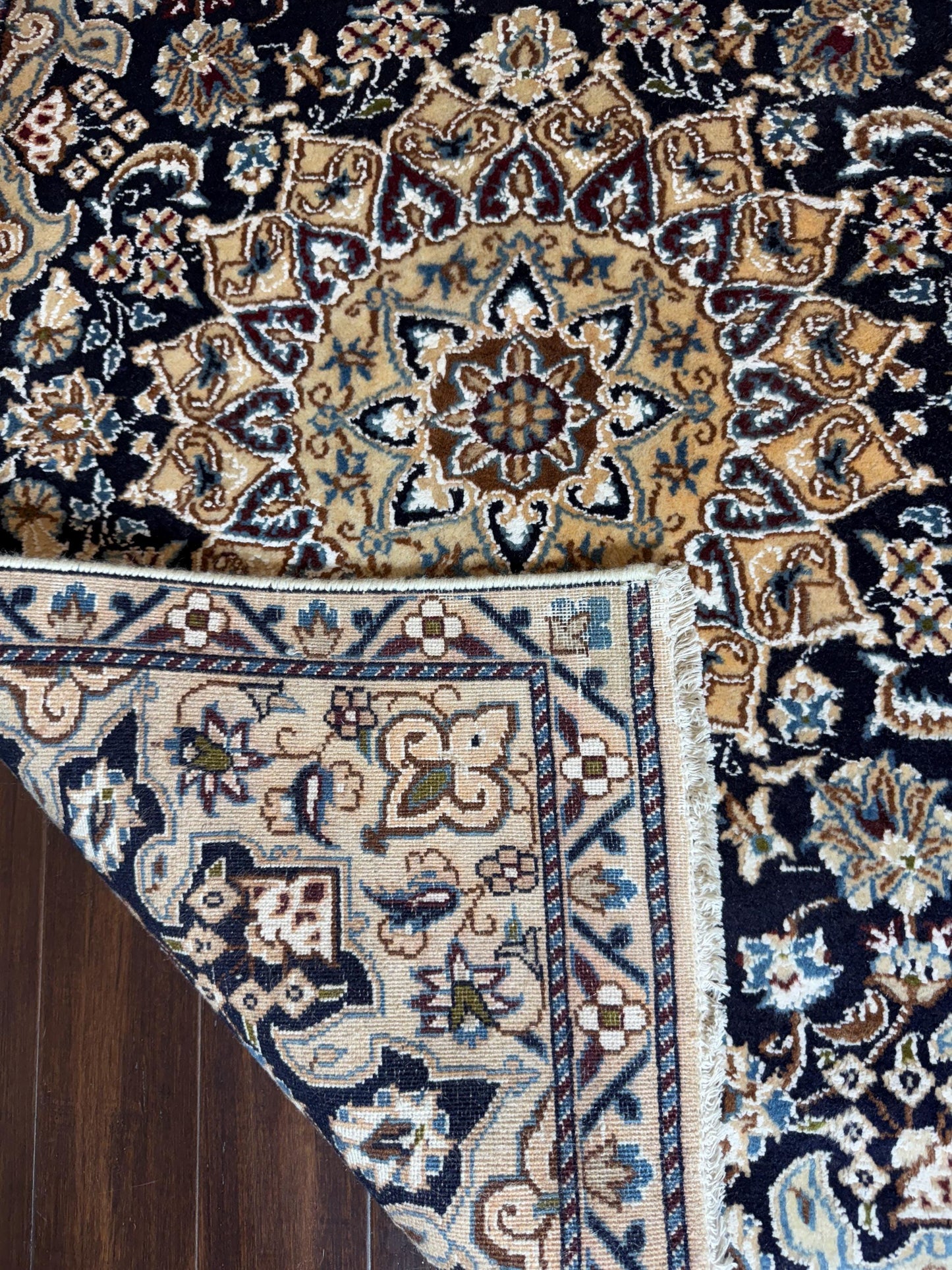 4x3 ft. Vintage Naeen Rug: 1960s Hand-Knotted Wool & Silk Oriental Carpet