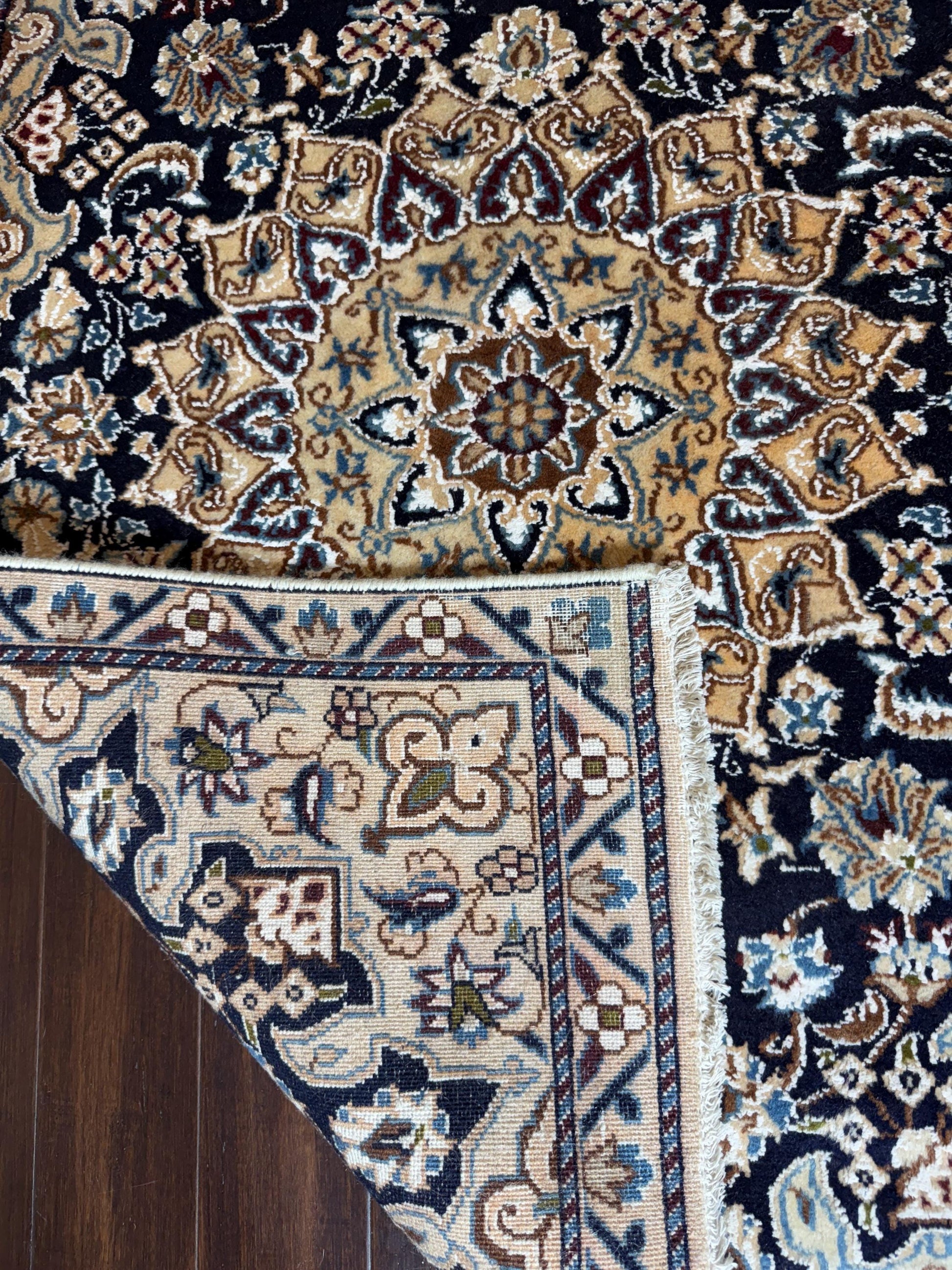 4x3 ft. Vintage Naeen Rug: 1960s Hand-Knotted Wool & Silk Oriental Carpet
