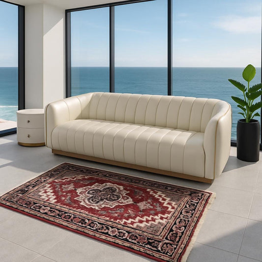 3x5 ft Hand Knotted Heriz Wool Rug: Modern Anatolian Carpet