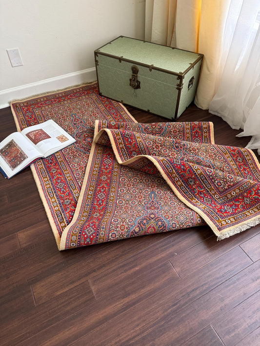 2x12 ft Vintage 1970s Yamoud Rug: Hand Knotted Wool Runner Tribal Hallway Rug