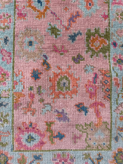 2.1x8 ft Handmade Oushak Runner Rug: Bohemian Hallway Carpet