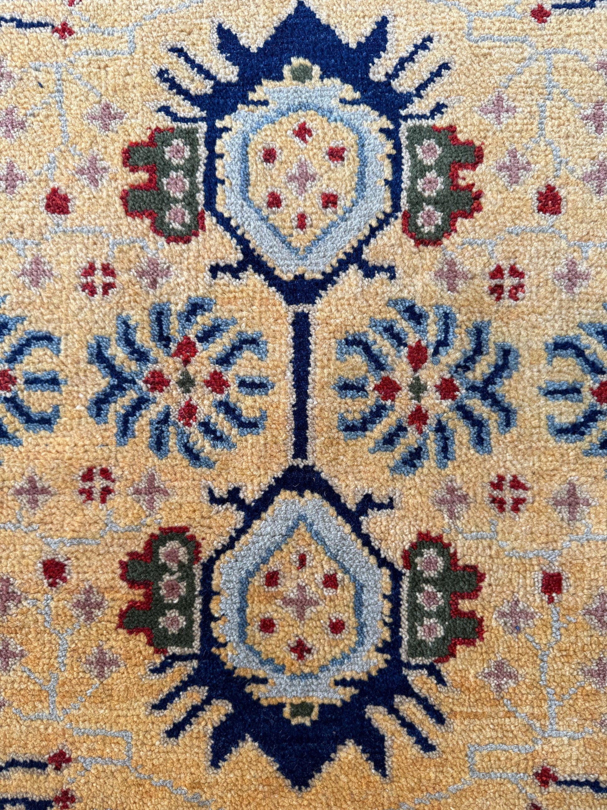 2.6 x 7.10 ft Hand Knotted Oushak Runner Rug: Bohemian Wool Hallway Carpet