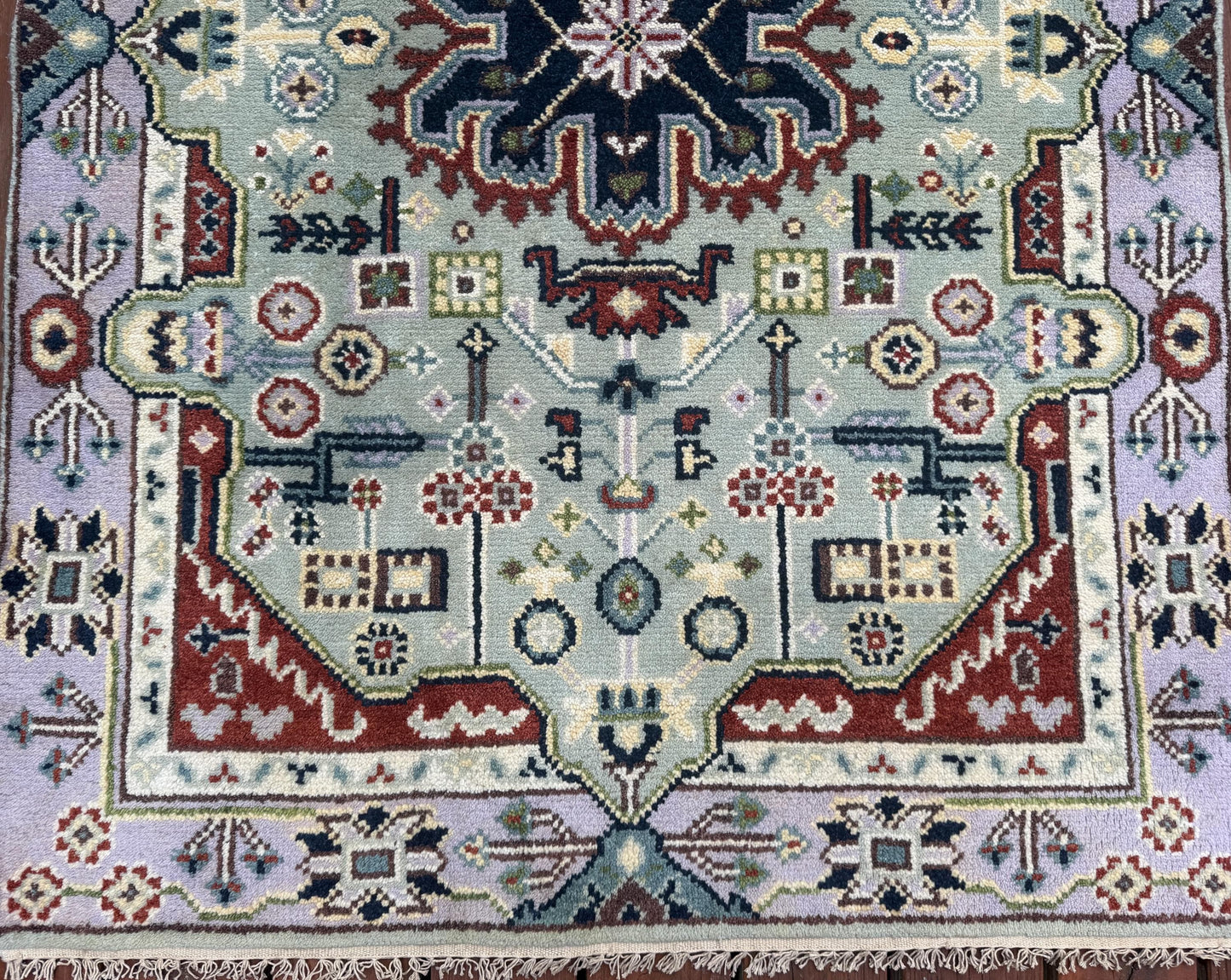 4x6 ft Handmade Heriz Oushak Rug: Modern Bohemian Wool Carpet