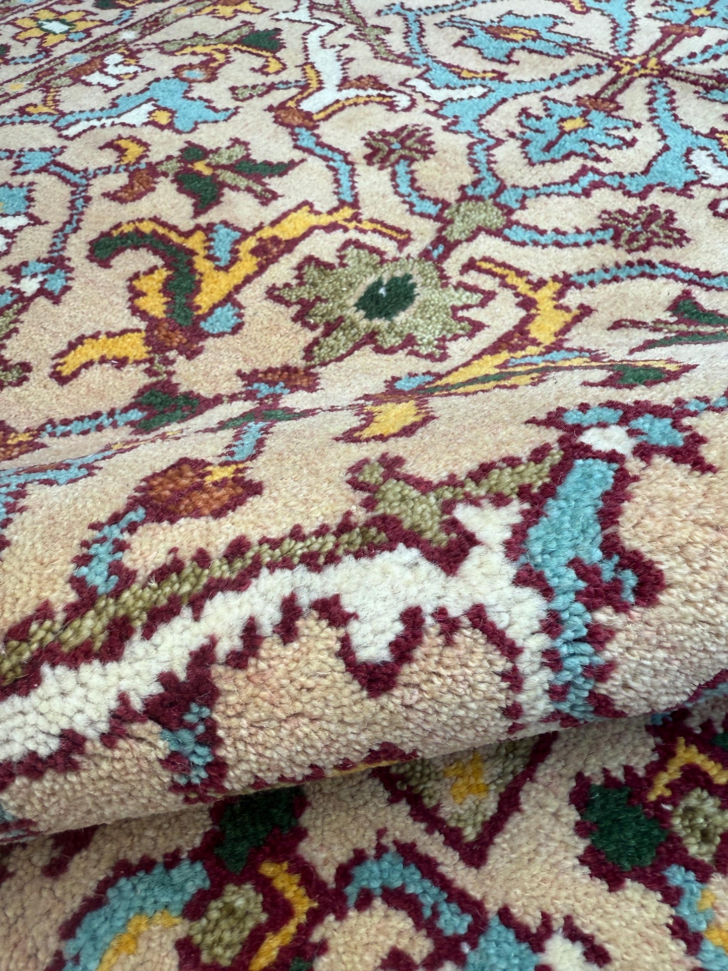 4x6 ft Hand-Knotted Oushak Rug: Wool, Geometric Boho